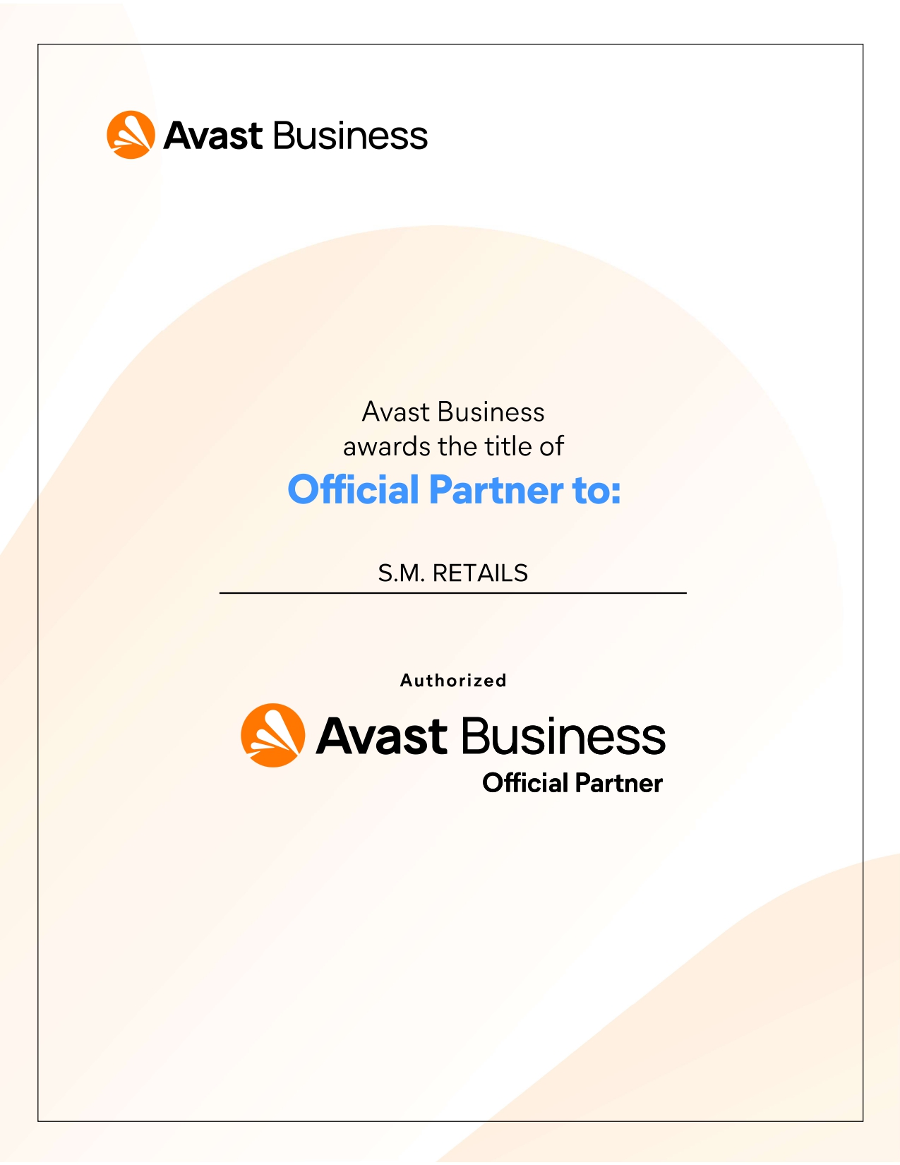 Avast Partnership Certificate